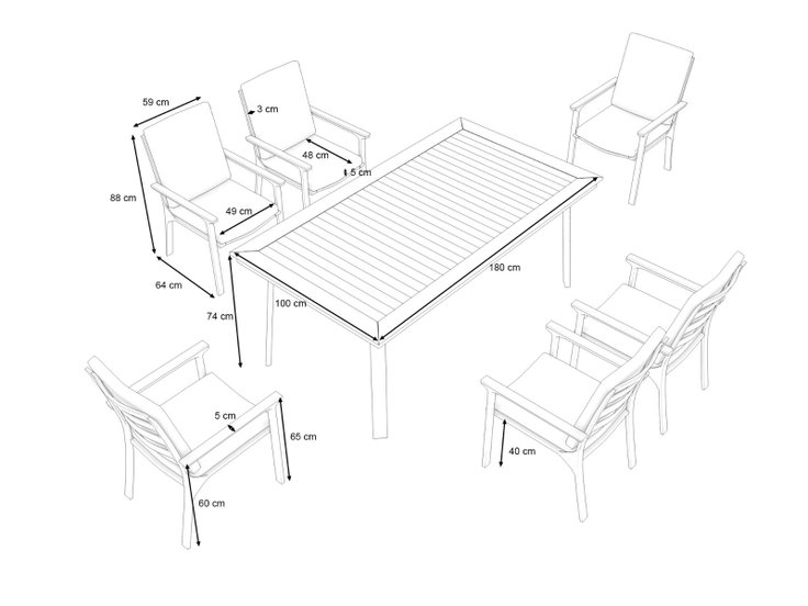 Rozměry produktu - Saida Dining L