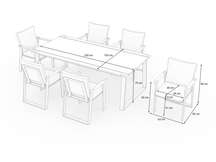 Rozměry produktu - Aura Dining L