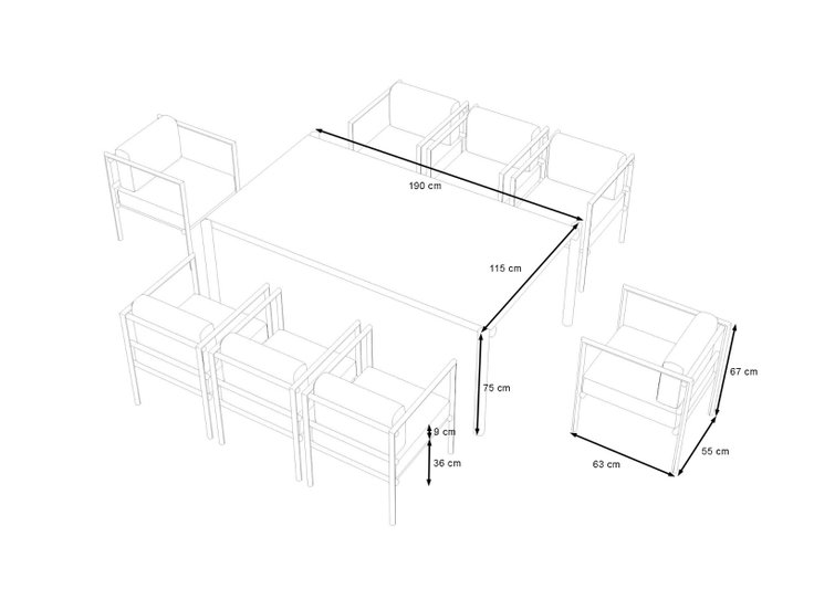 Rozměry produktu - Terra Dining XL