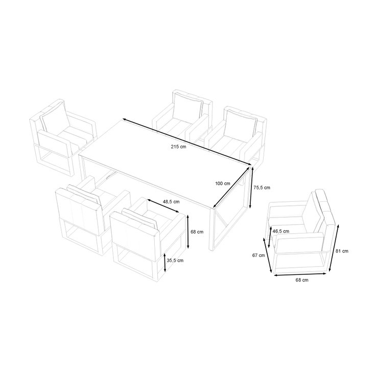 Rozměry produktu - Stripe Dining L