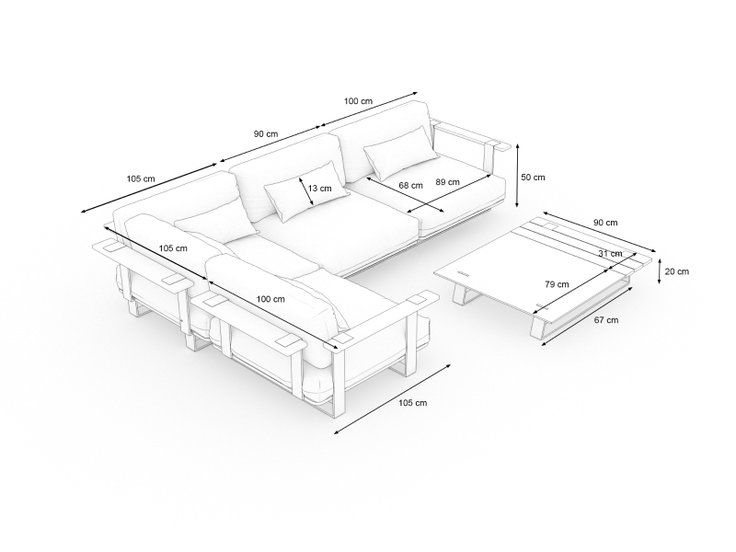 Rozměry produktu - Aura Lounge M