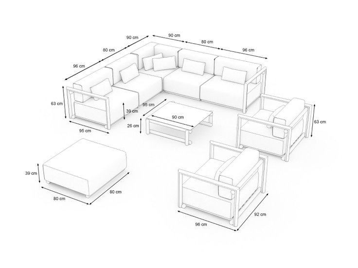 Rozměry produktu - Terra Lounge XL