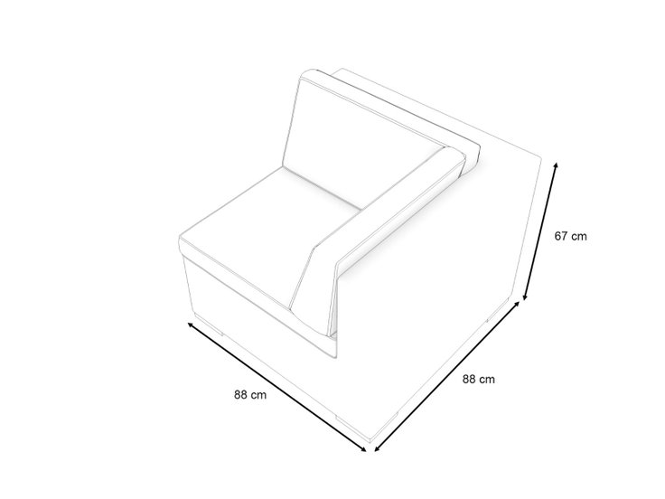 Rozměry produktu - Epona/Athena corner section