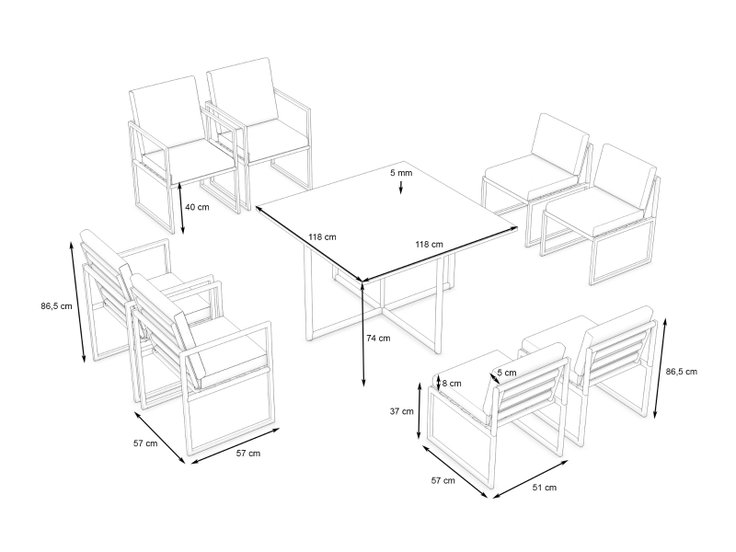 Rozměry produktu - Nova Dining XL